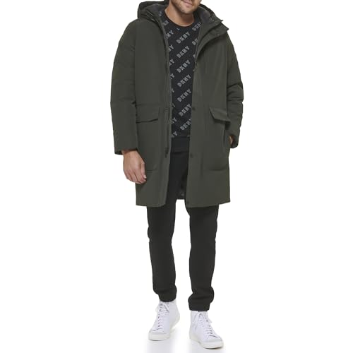 Image of DKNY Men's Water Resistant Hooded Logo Parka Jacket