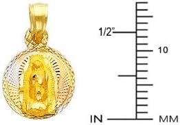 14k REAL Tri Color Gold Religious Stamp Our Lady of Guadalupe Charm Pendant - Image 2