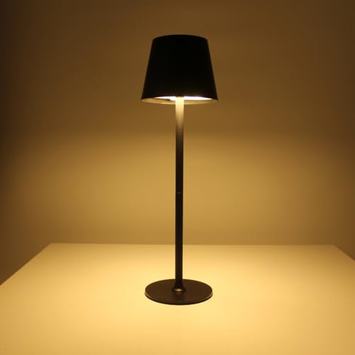 Image of ELARE USB Type-C Rechargeable LED Table Lamp with 3 Light Modes, Matte Black Metal Body for Desk, Bedroom & Home Decor