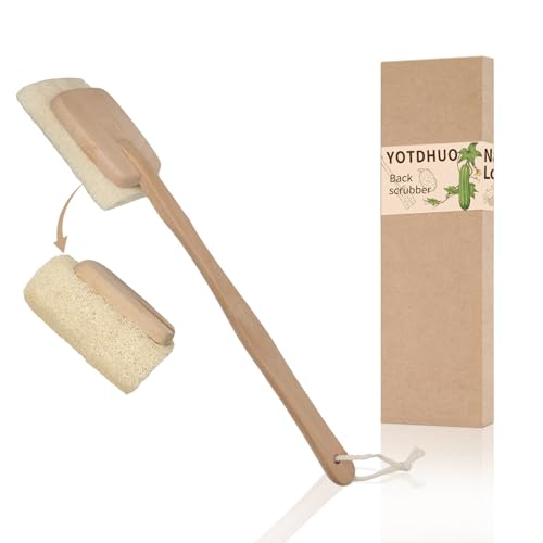 Natural Loofah with Handle,Back Scrubber for Shower...