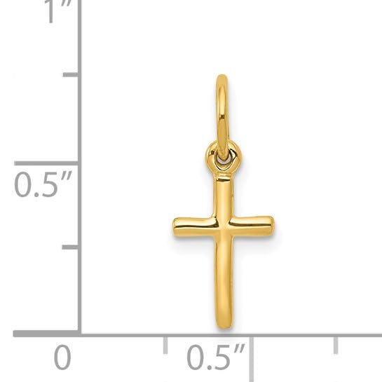 Authentic Dainty 14K Solid Gold Cross Charm Pendant - 18mm (0.7 inches) XSmall - 14K Real Yellow Gold Cross Pendant.3