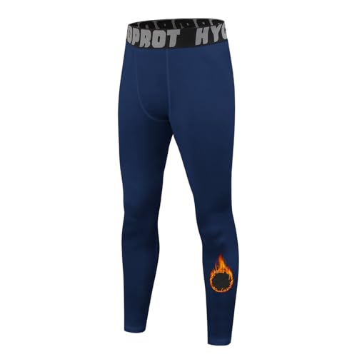HYCOPROT Pantalones Térmica de Compresión para Niños Tights Leggings con Forro Polar Transpirable Niños Mallas Térmicos de Compresión de Secado Rápido Ropa Interior para Correr Fútbol y Baloncesto