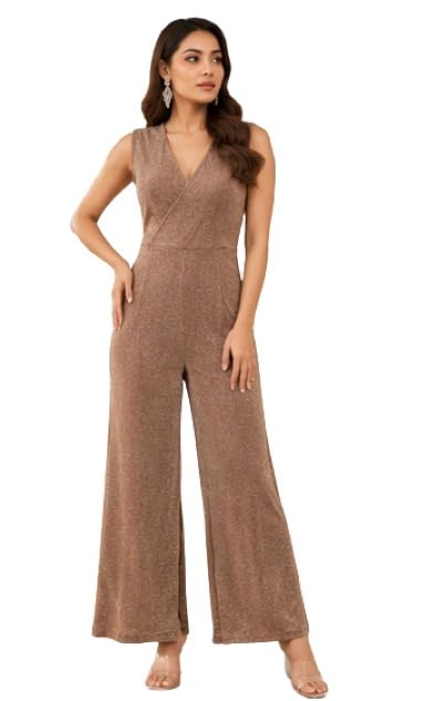 Women's Sparkly Sleeveless V-Neck Wide Leg Jumpsuit – Elegant Glitter Evening Party Outfit-picture-23