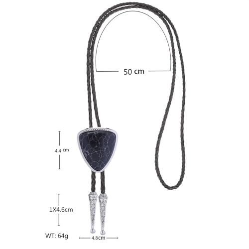 Image of Turquoise Bolo Tie for Men, Leather Braided Necktie Western Cowboy Bola Tie Costume Accessories for Men Women