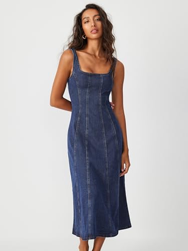 CIDER Denim Ruffle Cami Maxi Dress4