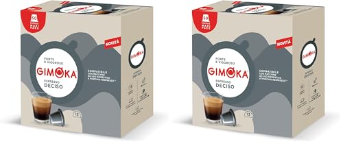 Gimoka Mezcla de Café Espresso Deciso, intensidad 13/13-50 Cápsulas de Plástico - Compatibles con Máquinas de Café Nespresso* para uso doméstico - Producido en Italia (Paquete de 2)