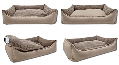Odolplusz XXL Hundebett für große Hunde – Hundekissen – Hundebett Ergonomisches Hundesofa für maximalen Komfort (Beige aus Cord, L 100 x B 70 x H 19 cm)