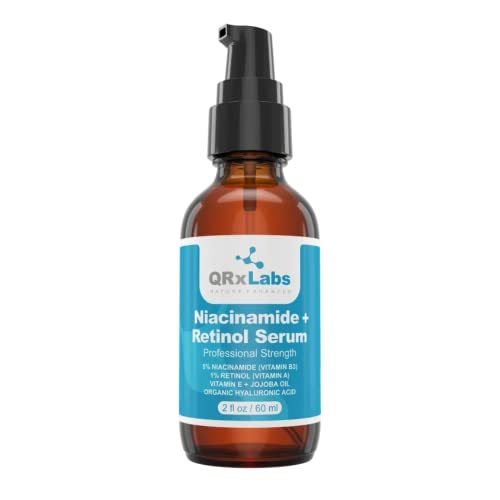 5% Niacinamide (Vitamin B3) + Retinol Serum - Ultimate Anti-Aging Wrinkle Reducing Treatment - Fights Acne Breakouts and Fades Blemishes & Spots - Reduces Pore Size & Tightens Skin - LARGE 2 oz bottle