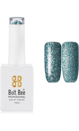 Image of BOLT BEE 15ML Gel Nail Polish 1Pc Clear Pink Glitter Nail Polish Soak Off UV LED Nail Gel Polish Nail Art Starter Manicure Salon DIY at Home, 0.5 OZ (1) (97)