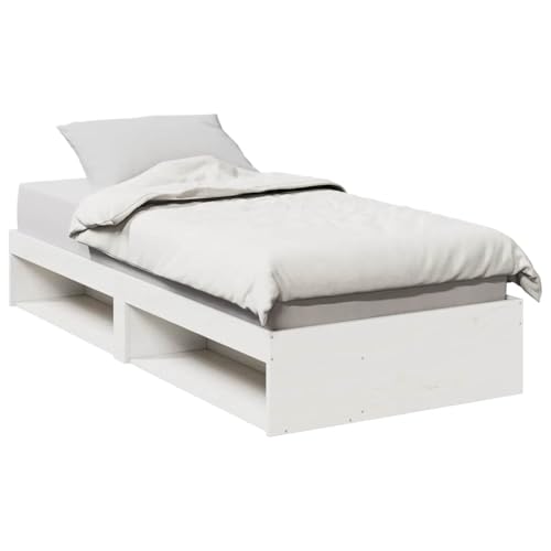Genérico Diván sin colchón Blanco 100x200 cm Madera Maciza de Pino,Camas y Accesorios,Camas y somieres-859239