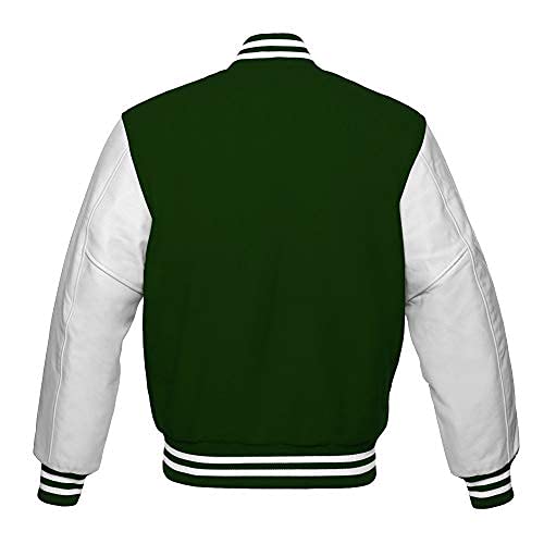 Varsity jacket Baseball Letterman Bomber School Collage Premium Wool and Genuine White Leather Sleeves Jacket2