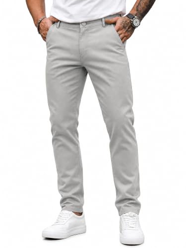 Image of HUNGSON Mens Chinos Dress Pants Slim Fit Stretch Business Casual Golf Work Slacks Trousers