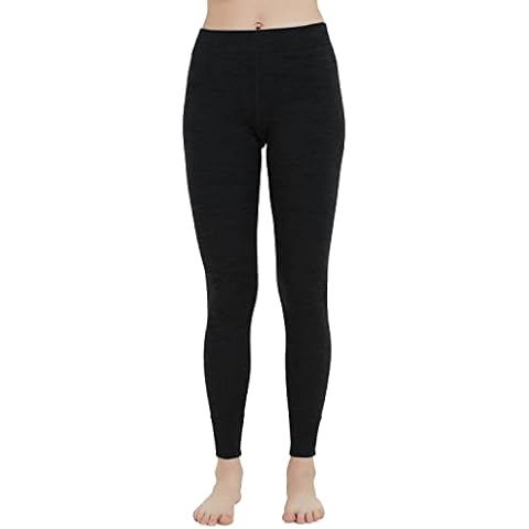 ZSOSBA METARINO Women's Merino Wool Midweight Base Layer Pants Long Wool Leggings Thermal Underwear for Hiking,Skiing,Snowboarding,Black,Small Cover