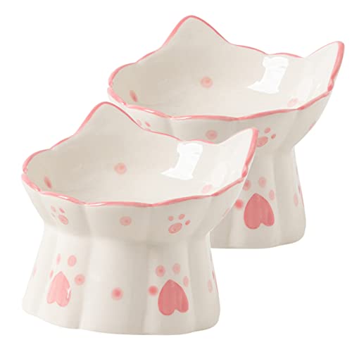 Abaodam 2Piezas Tazón de Cerámica para Alimentador Estable Oreja para Comida para Mascotas Antideslizante