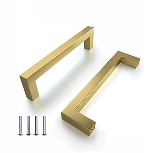SYDARSYN 2 Pack Cabinet Handles Gold Kitchen Cupboard Handles Stainless Steel Square Drawer Handles 192mm (Screws Included)