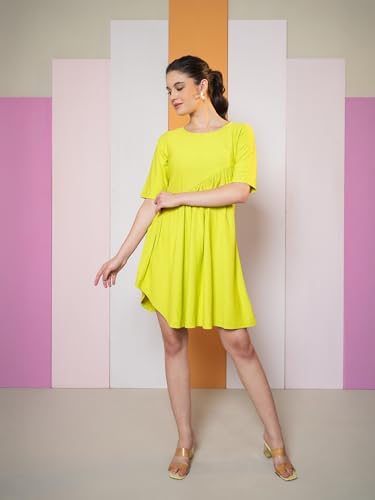 Image of Purvaja Women's Solid Half Sleeve Mini Dress