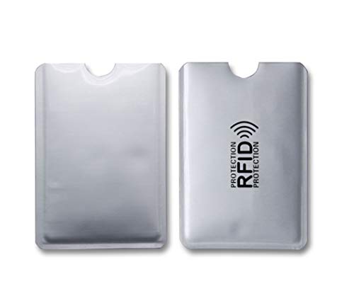2 x étui papier de création banque anti clonage RFID NFC aluminium porte, argent Cover