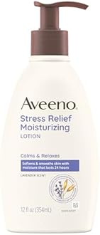 Aveeno Stress Relief Moisturizing Body Lotion with Lavender Scent, Natural Oatmeal to Calm & Relax, Non-Greasy Daily Stress Relief Lotion, 12 fl. oz