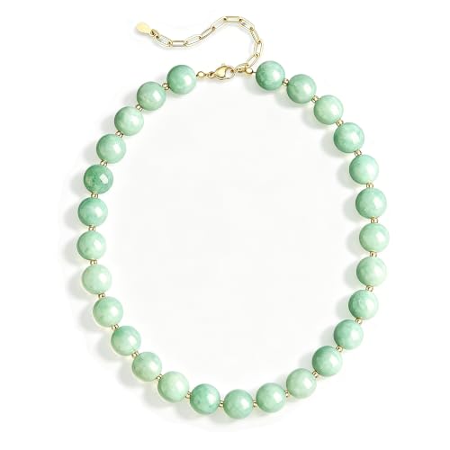 Image of GINAZL Natural Stone Beaded Choker Necklace for Women, Chunky Multicolor Gemstone Handmade Necklace, Boho 12MM Bead Summer Beach Jewelry Gifts for Women
