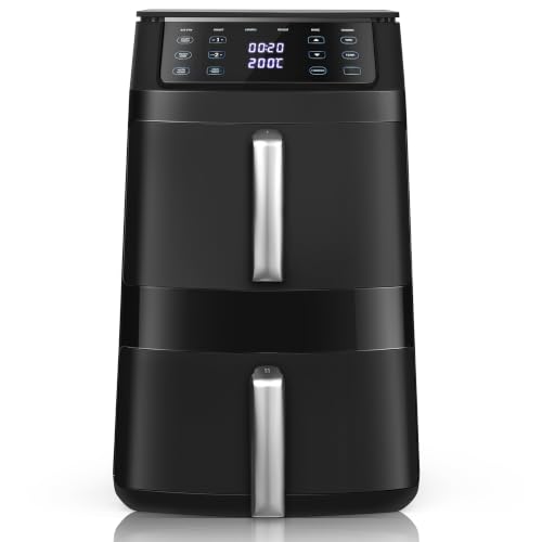 TopStrong Dual Air Fryer Double Stack Air Fryer with Digital Control Panel Space Saving Design 8 Pre-Sets & 6 Functions-Air Fry Air Roast Bake Broil Reheat Dehydrate Family Size(11L) 2500W