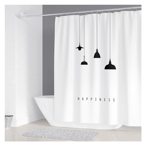 Rideau de douche imprimé géométrique 200x180cm imperméable en polyester avec crochets - 8