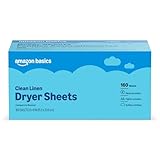 Amazon Basics Dryer Sheets, Clean Linen Scent, Laundry Fabric Softener, 160 Sheets