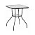 Four Seasons Courtyard Sunny Isles 24 Inch Outdoor Patio Bistro Dining Table Backyard Squared Furniture with Tempered Glass Tabletop, Black