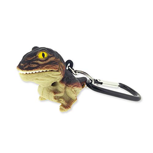 Big Discoveries WildLight Animal Carabiner Flashlight - Fun Mini Keychain Flash Lights for Kids, Nurses, Camping (Brown T-Rex)
