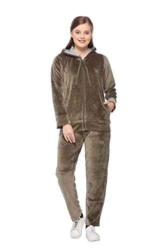Image of CUPID Regular Fit Velvet Track Suit for Woman, Winter Wear Velvet Night Suit Set with Pockets for Sports, Night, Jogging, Daily Gym Wear L to 5XL