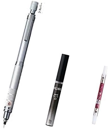 Uni Kuru Toga Roulette Model Auto Lead Rotation Mechanical Pencil 0.5 Mm - Silver Body (M5-10171P.26) with the Spare 20 Leads Only for Kuru Toga & Pencil Eraser for Kuru Toga (Set of 5) Value Set （With Our Shop Original Product Description）