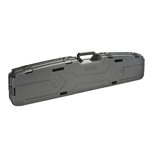 Plano Pro-Max Pillared Double Gun Single Scoped Rifle Case, Black, Hunting Gun Case with Padlock Tabs and Interlocking Foam Padding