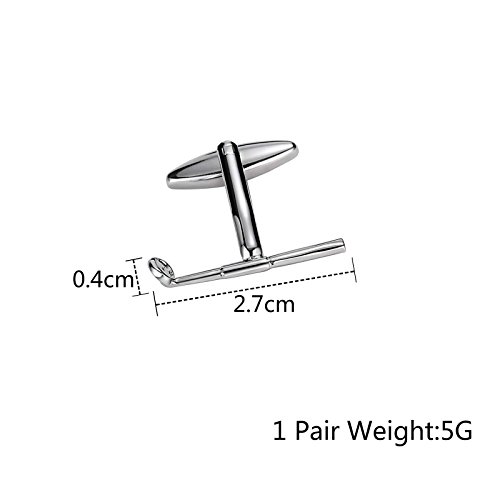 Mancuernillas de acero inoxidable para hombre plateadas miniatura 2