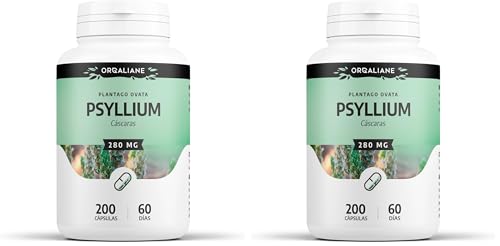 Cáscara de Psyllium Husk - 840 mg/día - Fibra de Plantago Ovata - 200 cápsulas | Premium, Natural & Formato Ahorro (Paquete de 2)