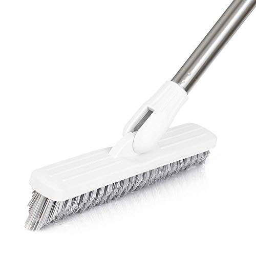 Affogato Floor Scrub Brush Bathroom Long Handle Bathtub Push Broom Shower Tile Grout Scrubber Rotatable Indoor Kitchen Scrubbing Cleaning Brush For Hard To Reach Areas - White #TOP29
