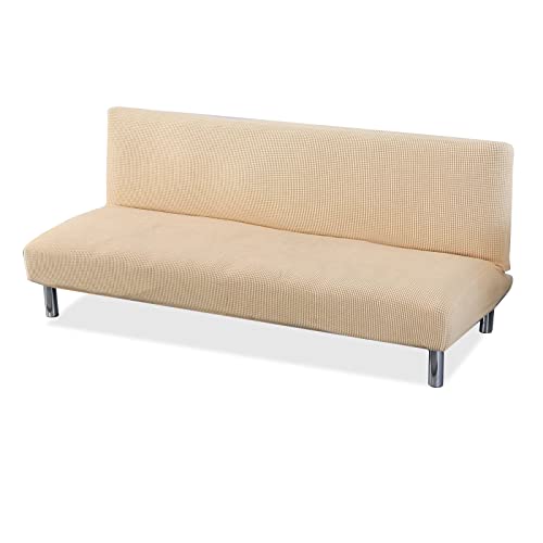 PETCUTE Sofabezug ohne armlehne schlafsofa bezug ohne armlehne futonbezug Stretch sofahusse ohne armlehne sofaüberwurf Beige Cover
