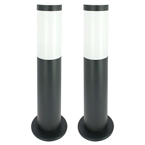 Arum Lot de 2 Bornes Extérieures VALENTE - Balise de Jardin Design Anthracite - Hauteur 45cm - Étanche IP44 - Aluminium - Culot E27 (Ampoule interchangeable)...