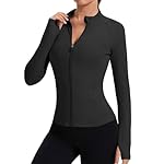Rapbin Women's Full Zip Workout jackets Runing Slim Fit Athletic Tops With Thumb Holes