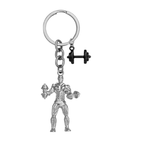 M Men Style Fitness Gym Keychain Bodybuilder Gifts for Men Motivational Workout Keychain Gifts for Gym Lover Inspirational Bodybuilding Keychains Trainer Gift Silver and Black SKeyCom2024164