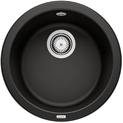 Cocina Blanca Fregadero Negro BLANCO 525959 Fregadero de Cocina, Negro, Silgranit