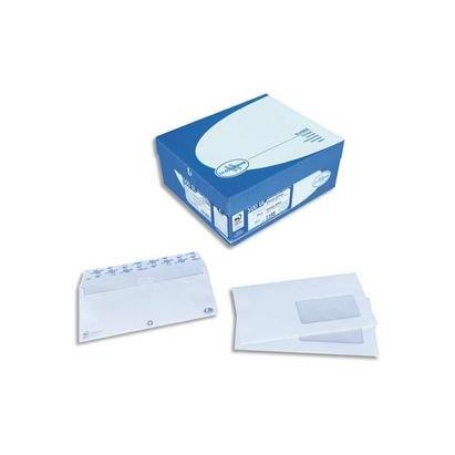 La Couronne Boîte de 500 enveloppes NF DL 110x220mm fenêtre 45x100mm vélin blanc 80g auto-adhésive