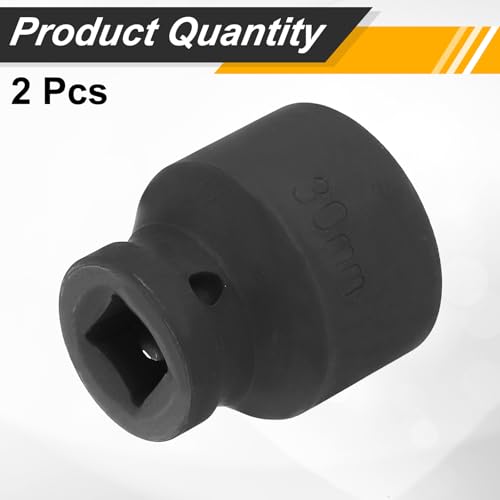 Image of HARFINGTON 2pcs 1 /2 inch Drive x 30mm Shallow Impact Socket 12-Point Metric CR-V Steel Spindle Nut Impact Flip Sleeve for Home Auto Nuts Bolts Repair