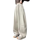 Generisch Lässige Cargo-Jogginghose für Mädchen mit abgerundetem Saum, sportliche Hose mit weitem Bein für Teenager-Mädchen, Bequeme Alltagskleidung, Jugendmode (Beige, 4-5 Years)