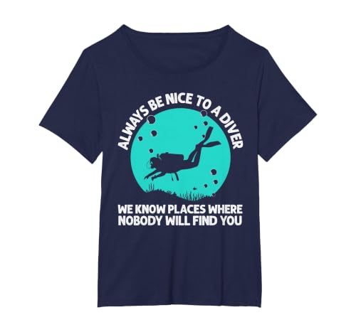 Cool Scuba Diving for Men Women Scuba Diver Underwater Lover T-Shirt, Women's Plus, Navy Blue, 3X