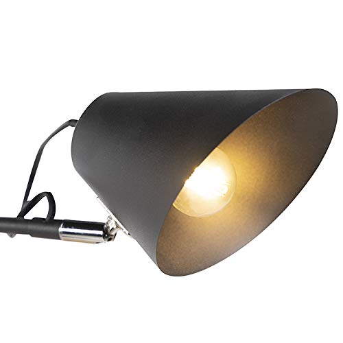 Qazqa Retro/Vintage Aplique diseño negro 2 luces ajustable - LUNE Acero Alargada Adecuado para LED Max. 2 x 60 Watt