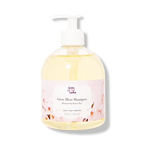 100% PURE Glossy Locks Grow More Shampoo Voluminous Hair Refresh Rejuvenating Blend of Vitamins & Caffeine Wash Hydrate & Restore Vibrancy - Vegan - 16 Fl Oz