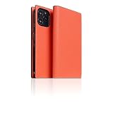 SLG D8 Neon Full Grain Leather Wallet Case for iPhone 13 Pro Max - Handcrafted Diary Style with Card Holders and Side Cash Pocket, Gift Box Included (Coral)