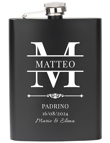 Fiaschetta Whisky Personalizzata - Acciaio Inox Con Incisione, 180 Ml, Con Imbuto E 2 Bicchierini - Foto 12