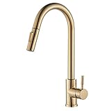 Senlesen Touch On Kitchen Faucets with Pull Down Sprayer Single Handle Kitchen Sink Faucet with Pull Out Sprayer Brushed Gold
