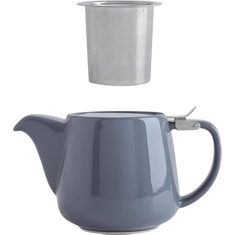 Premium Grey Porcelain Teapot with Removable Stainless Steel Infuser - Large 550ml Capacity - Easy Brewing and Stylish Serving - Dishwasher Safe - Ideal for Tea Enthusiasts and Tea Parties Cover