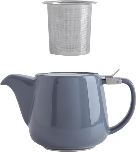 Vellichor Beach 10078983 Premium Grey Porcelain Teapot With Removable Stainless Steel Infuser - Large 550Ml Capacity - Easy Brewing And Stylish Serving - Dishwasher Safe cover